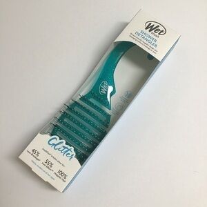 NEW Wet Brush GLITTER AQUA Shower Hanger Detangler Bristles Beach Pool